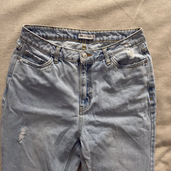 Avec Les Filles Light Wash Distressed Split Seam Jeans | Anthropologie | Size 29 - Picture 5 of 13